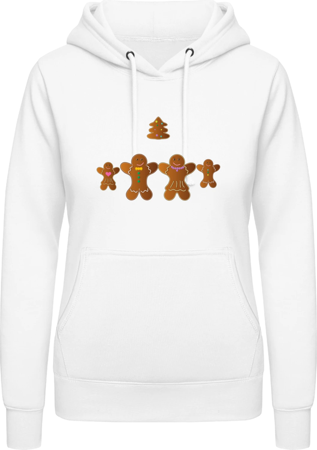 Gingerbread Family - Arctic white AWDis ladies hoodie - Front