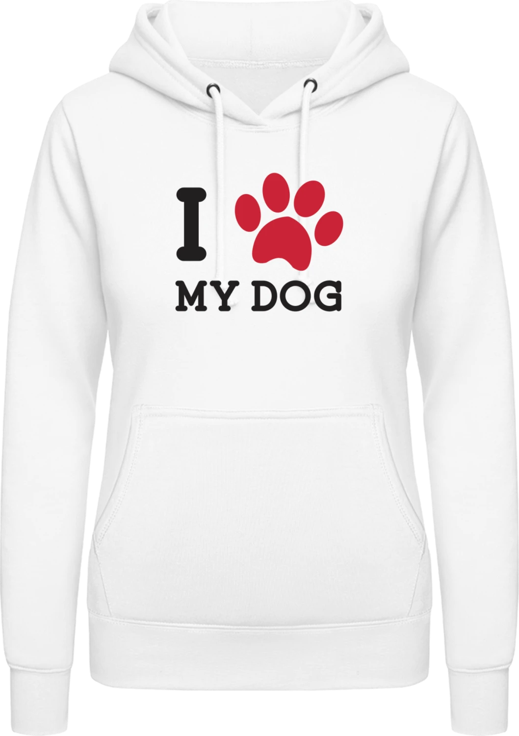 I Heart My Dog Footprint - Arctic white AWDis ladies hoodie - Front