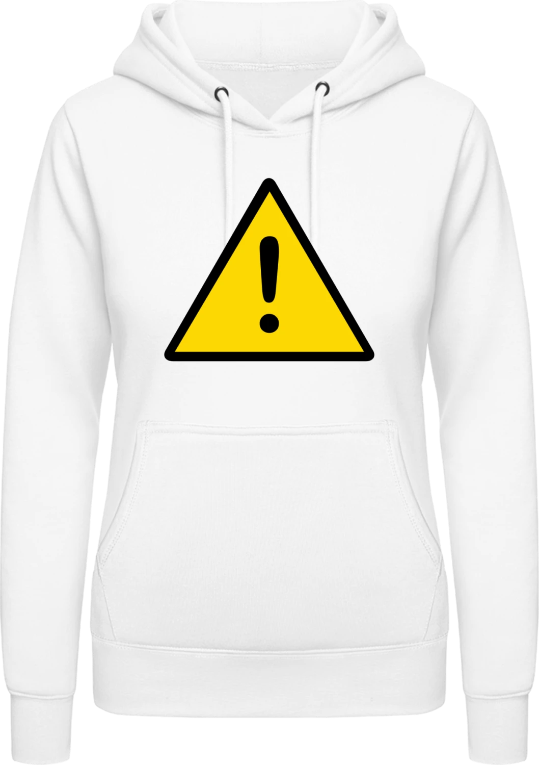 Warning Exclamation - Arctic white AWDis ladies hoodie - Front