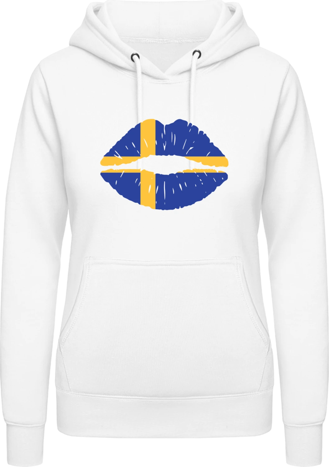 Swedish Kiss Flag - Arctic white AWDis ladies hoodie - Front