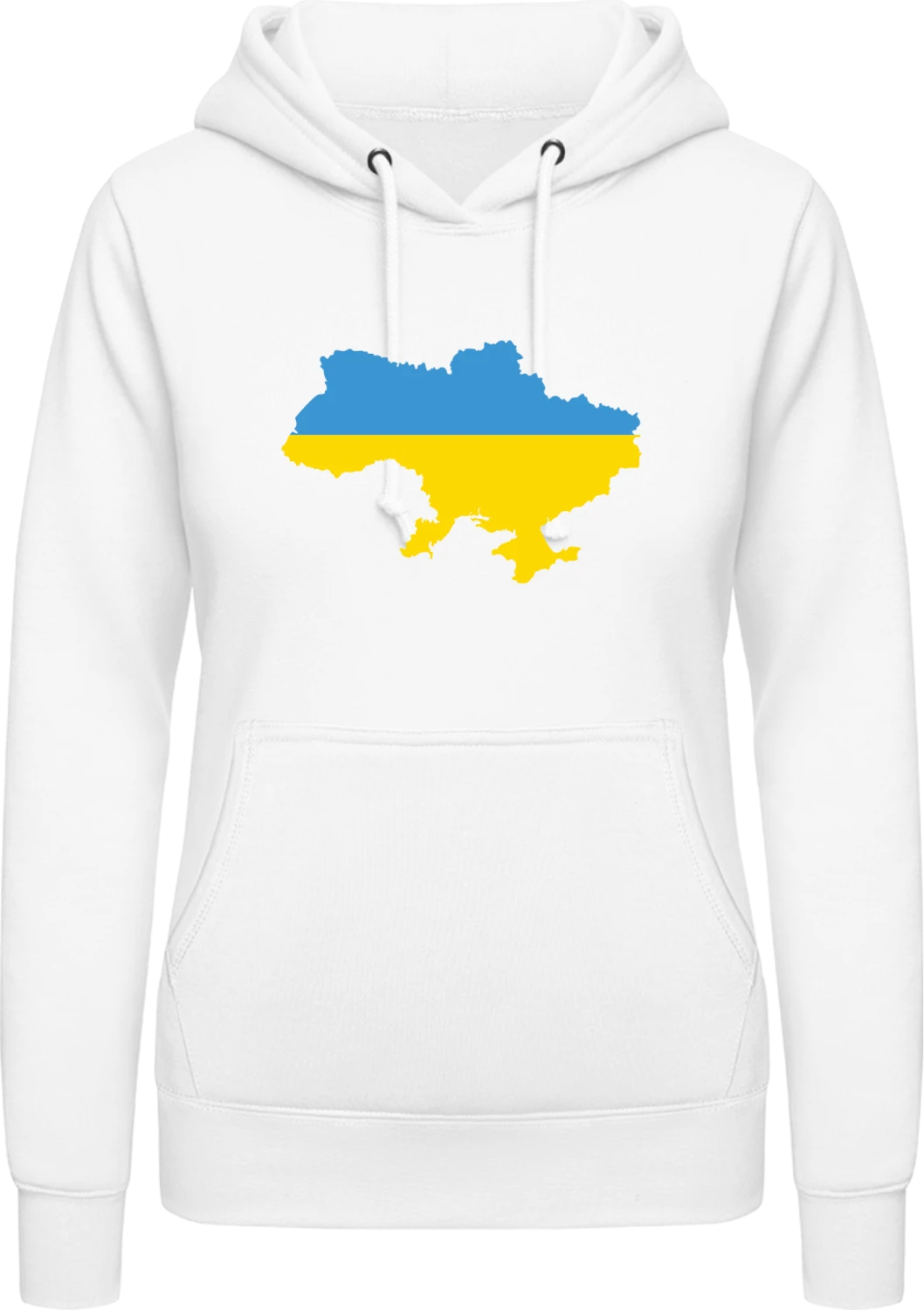 Ukraine Map - Arctic white AWDis ladies hoodie - Front