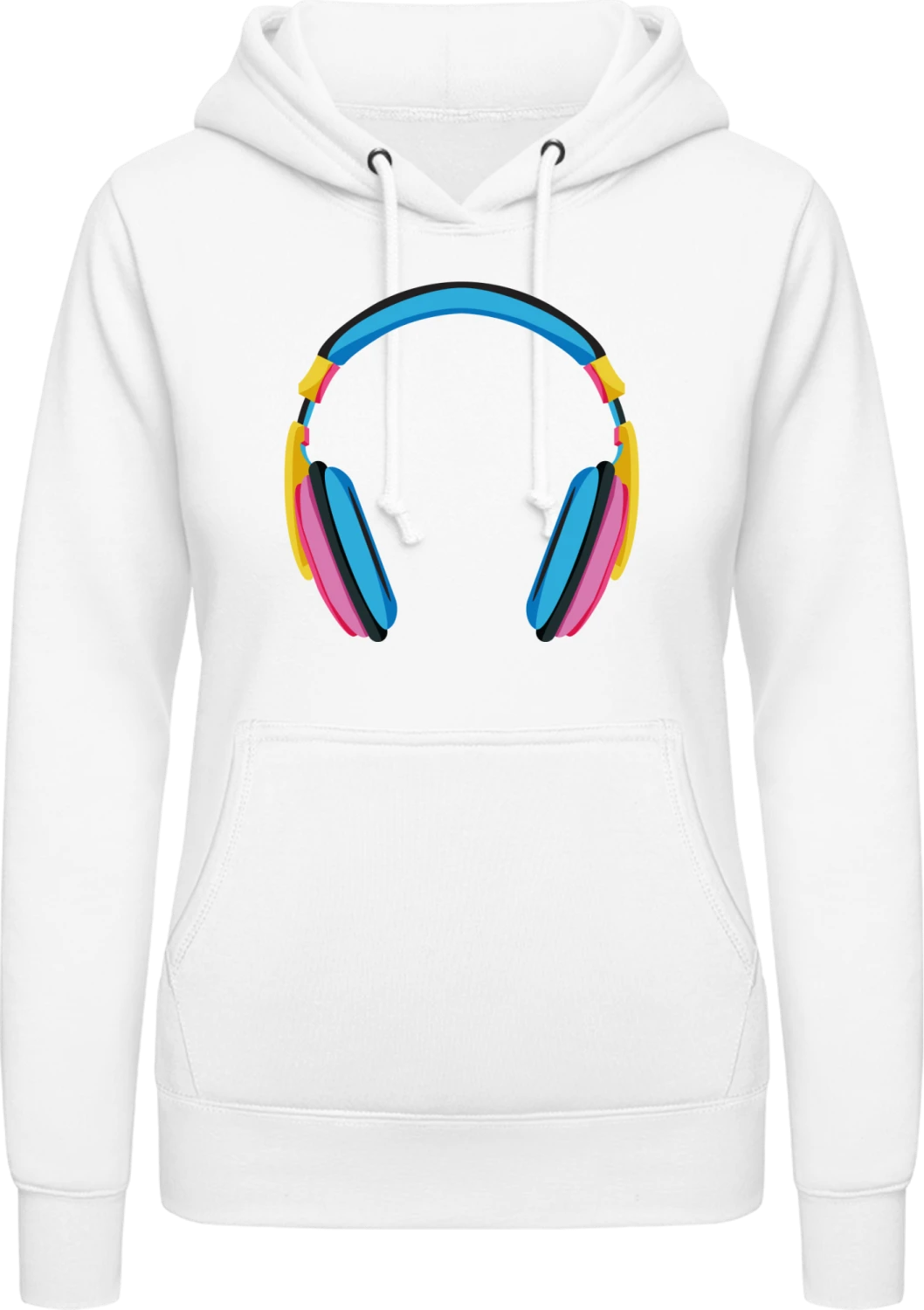 Funky Headphone - Arctic white AWDis ladies hoodie - Front