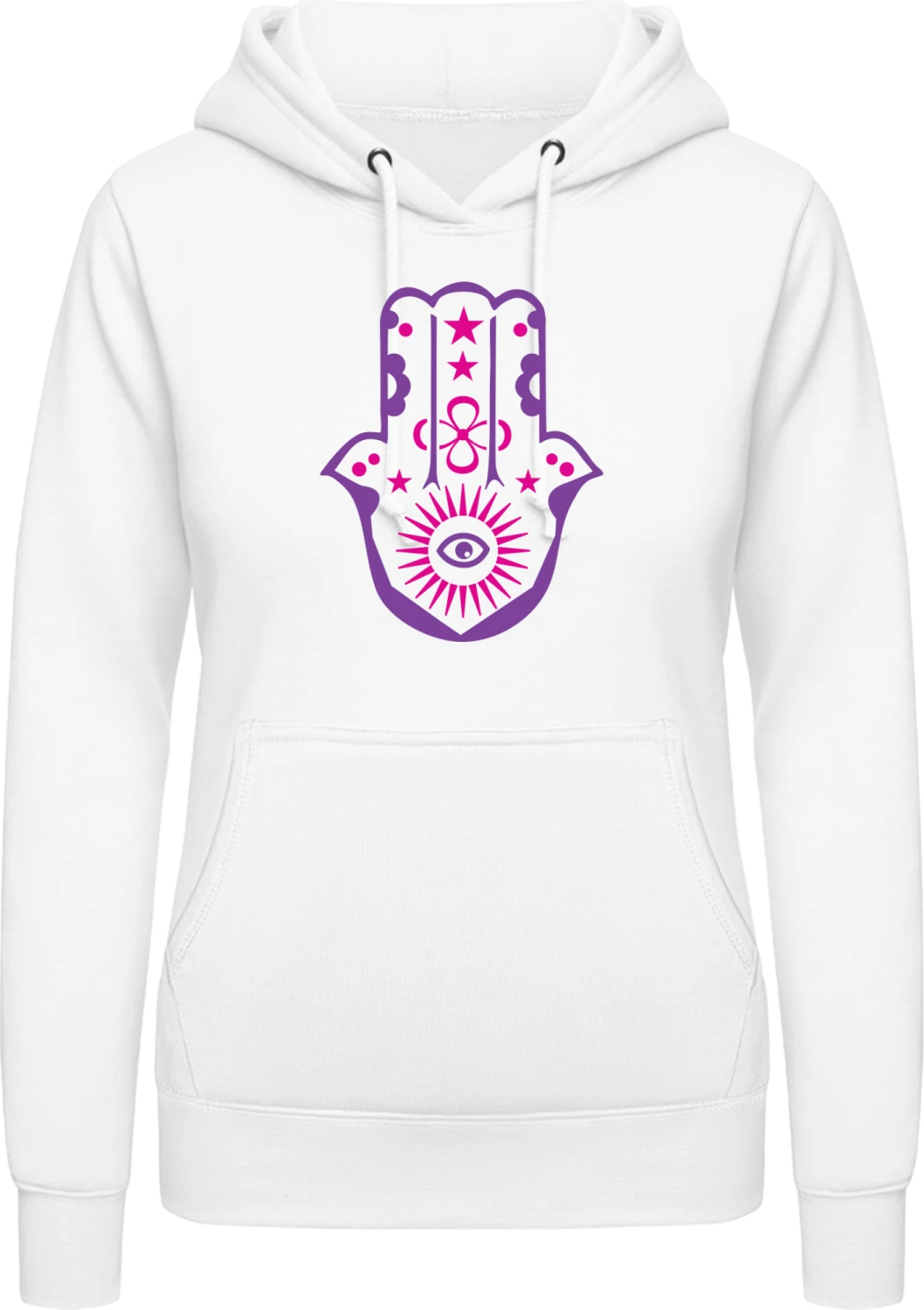 Hamsa - Arctic white AWDis ladies hoodie - Front