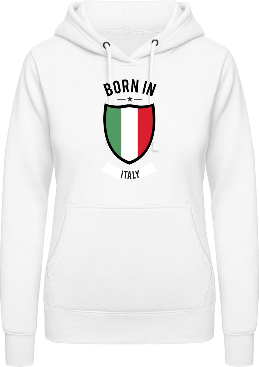 Born in Italy - Arctic white AWDis ladies hoodie - Front