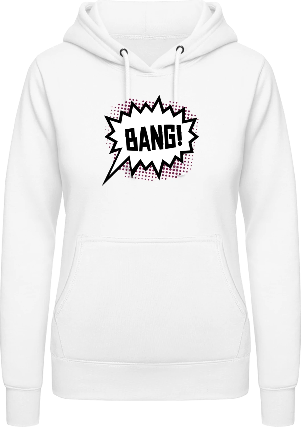 Bang Comic - Arctic white AWDis ladies hoodie - Front