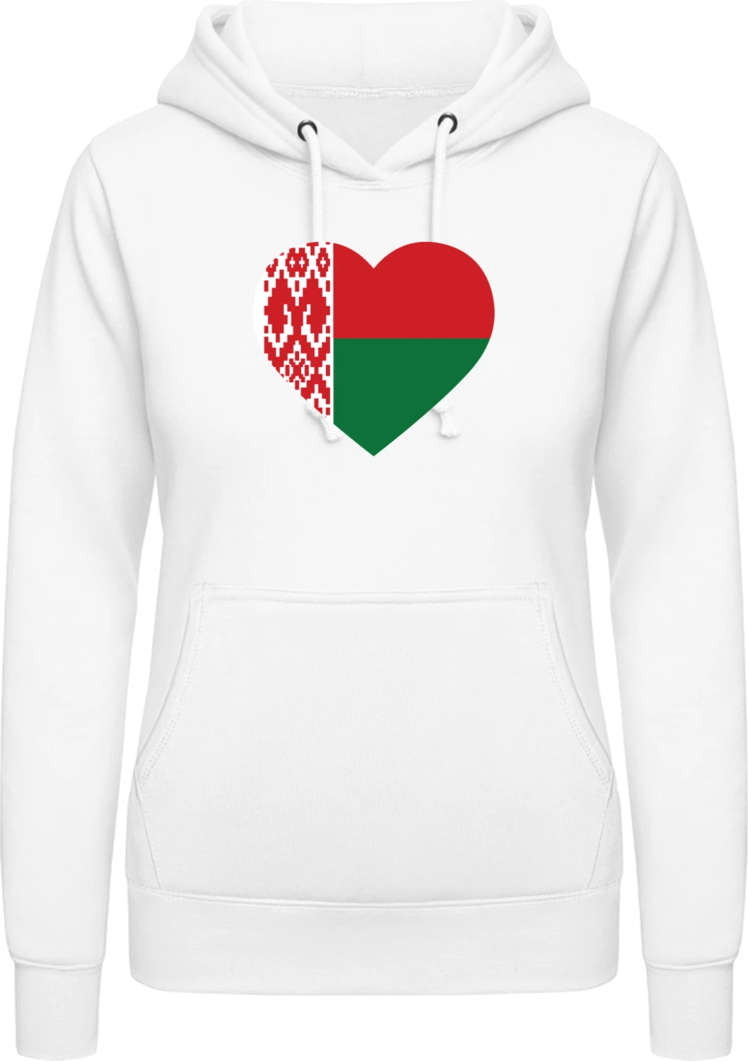 Belarus Heart Flag - Arctic white AWDis ladies hoodie - Front