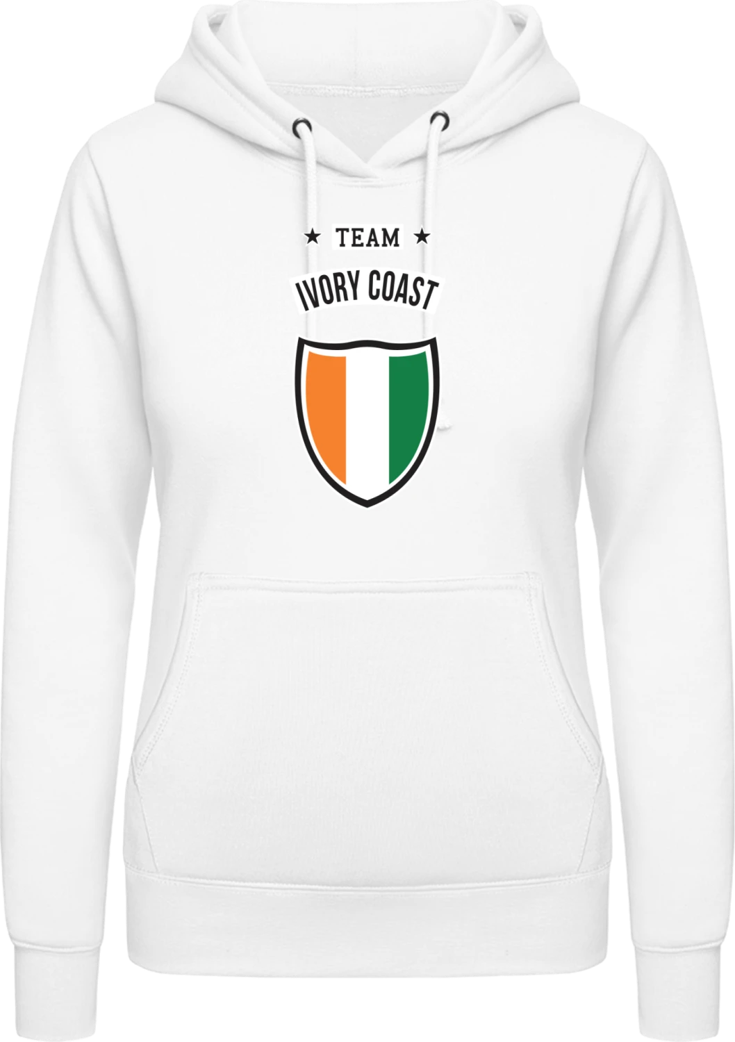 Team Ivory Coast - Arctic white AWDis ladies hoodie - Front