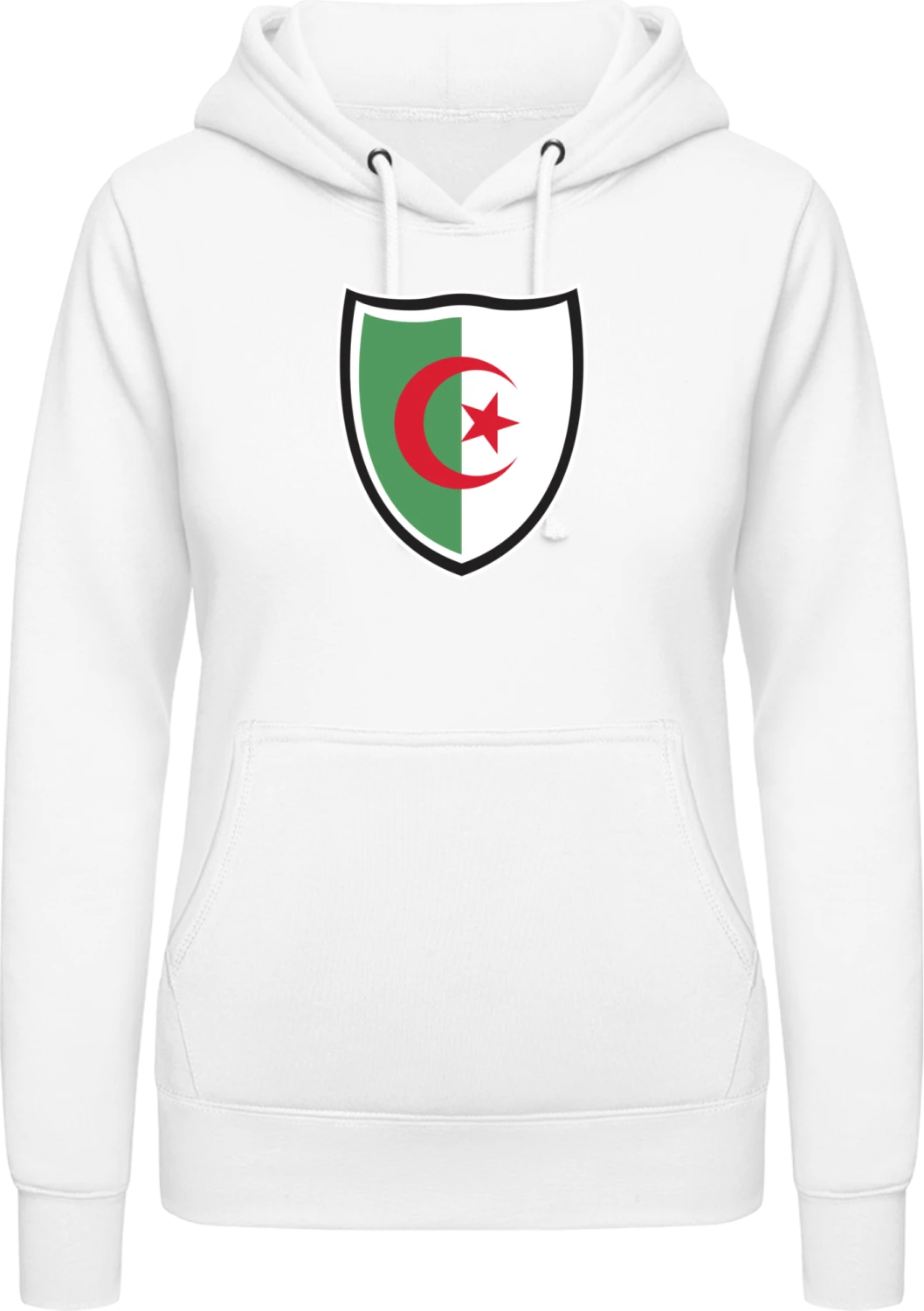 Algeria Flag Shield - Arctic white AWDis ladies hoodie - Front