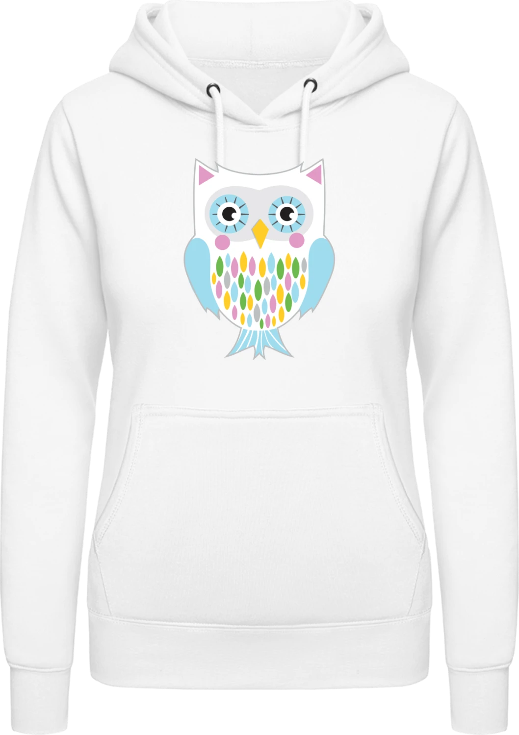 Owl Artful - Arctic white AWDis ladies hoodie - Front