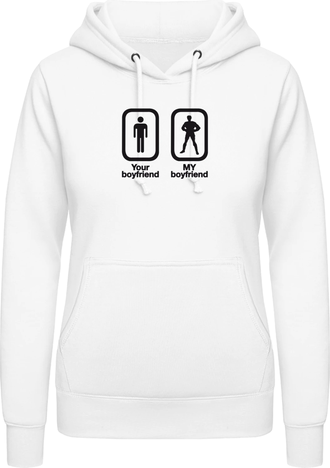 My Boyfriend - Arctic white AWDis ladies hoodie - Front