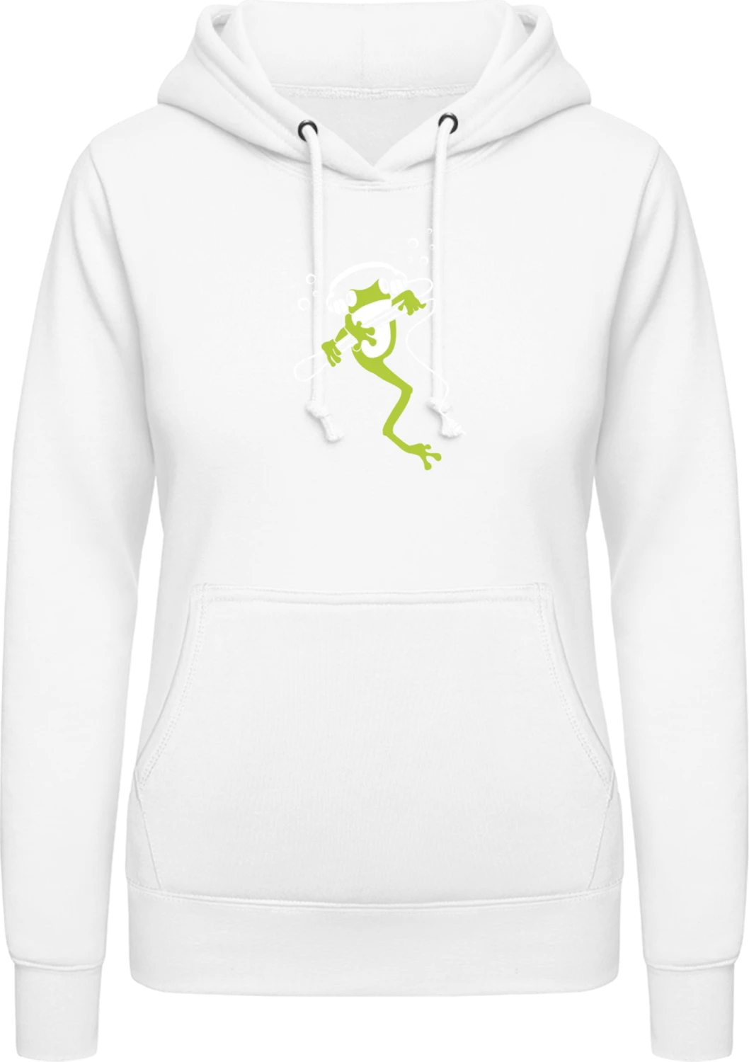 Frog With Headphone - Arctic white AWDis ladies hoodie - Front