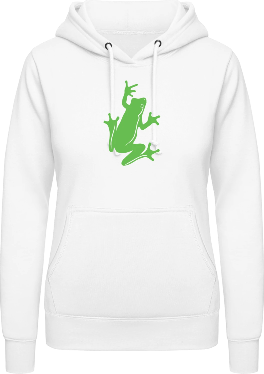 Frog Illustration - Arctic white AWDis ladies hoodie - Front