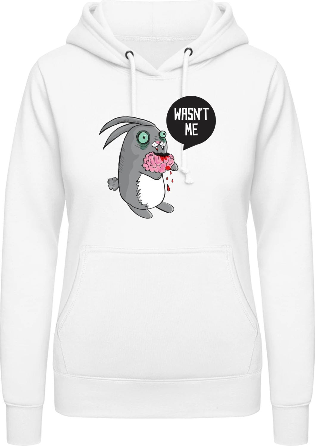 Wasn't Me Monster Bunny - Arctic white AWDis ladies hoodie - Front