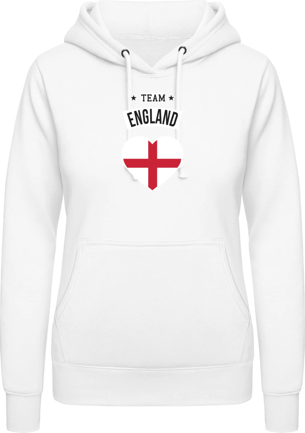 Team England Heart - Arctic white AWDis ladies hoodie - Front