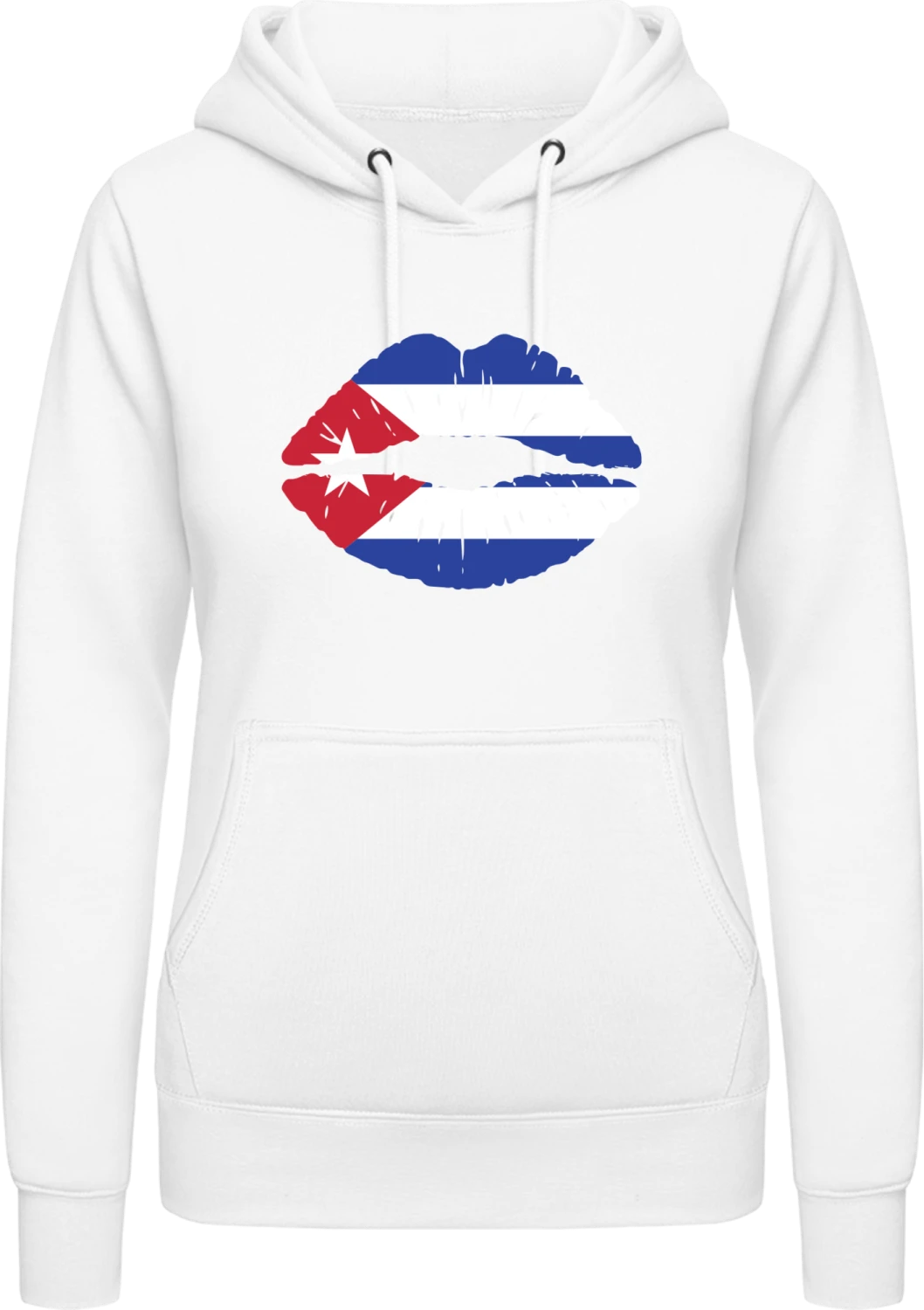 Cuban Kiss Flag - Arctic white AWDis ladies hoodie - Front