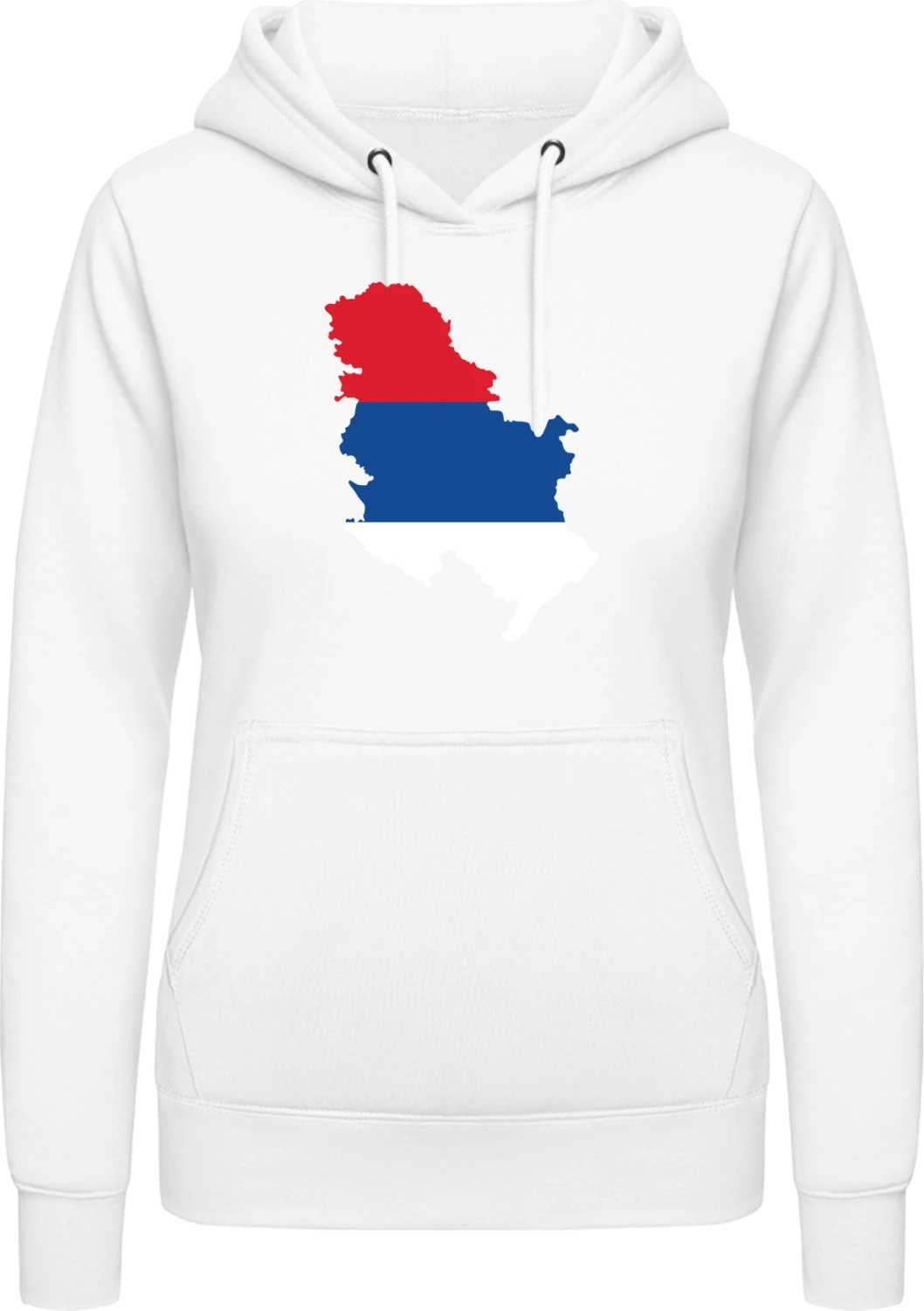 Serbia Map - Arctic white AWDis ladies hoodie - Front