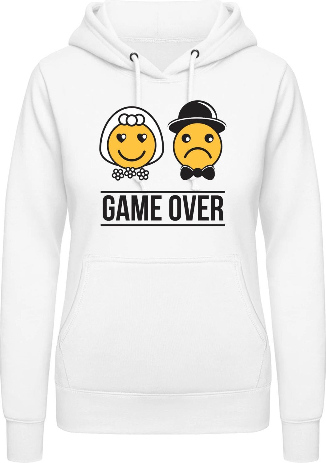 Bride and Groom Smiley Game Over - Arctic white AWDis ladies hoodie - Front