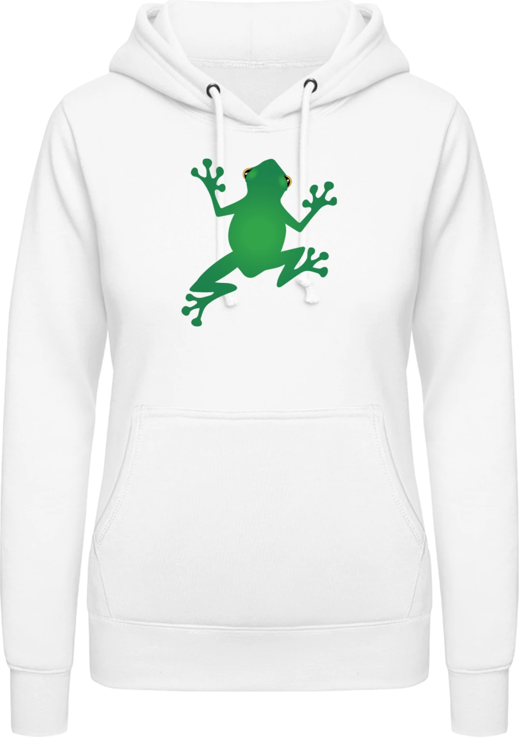 Green Frog - Arctic white AWDis ladies hoodie - Front