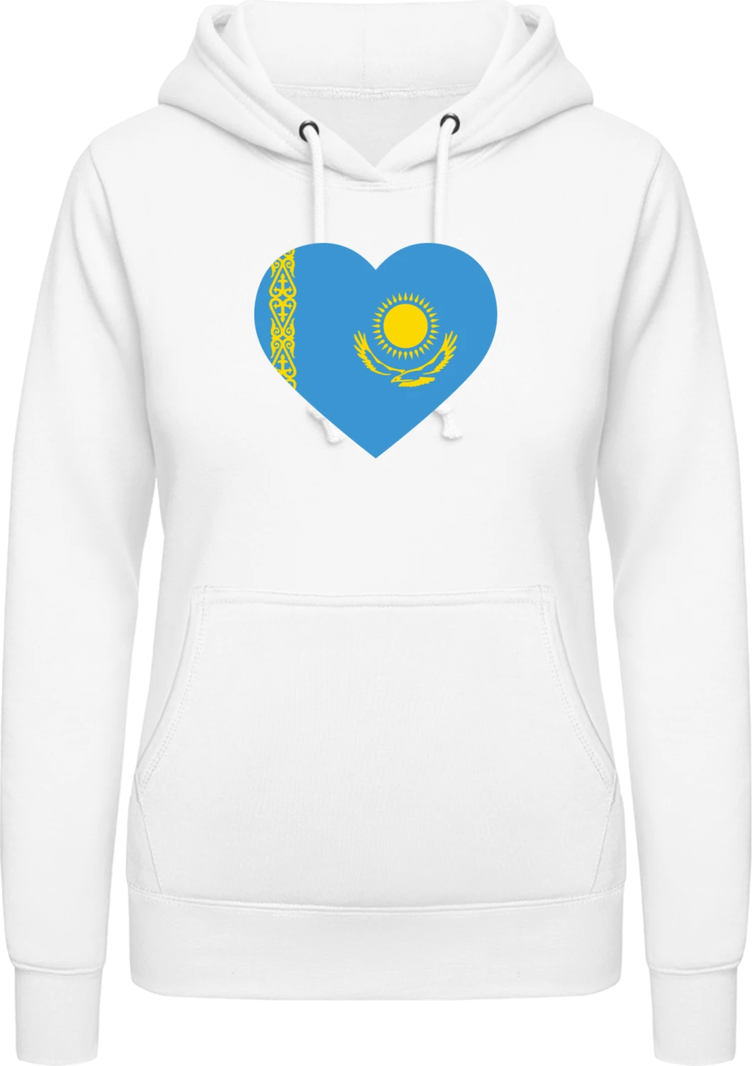 Kazakhstan Heart Flag - Arctic white AWDis ladies hoodie - Front