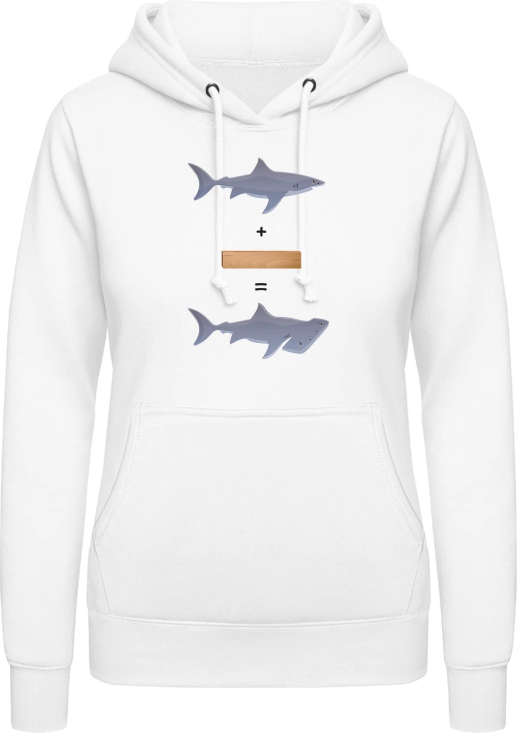 The Shark Story - Arctic white AWDis ladies hoodie - Front