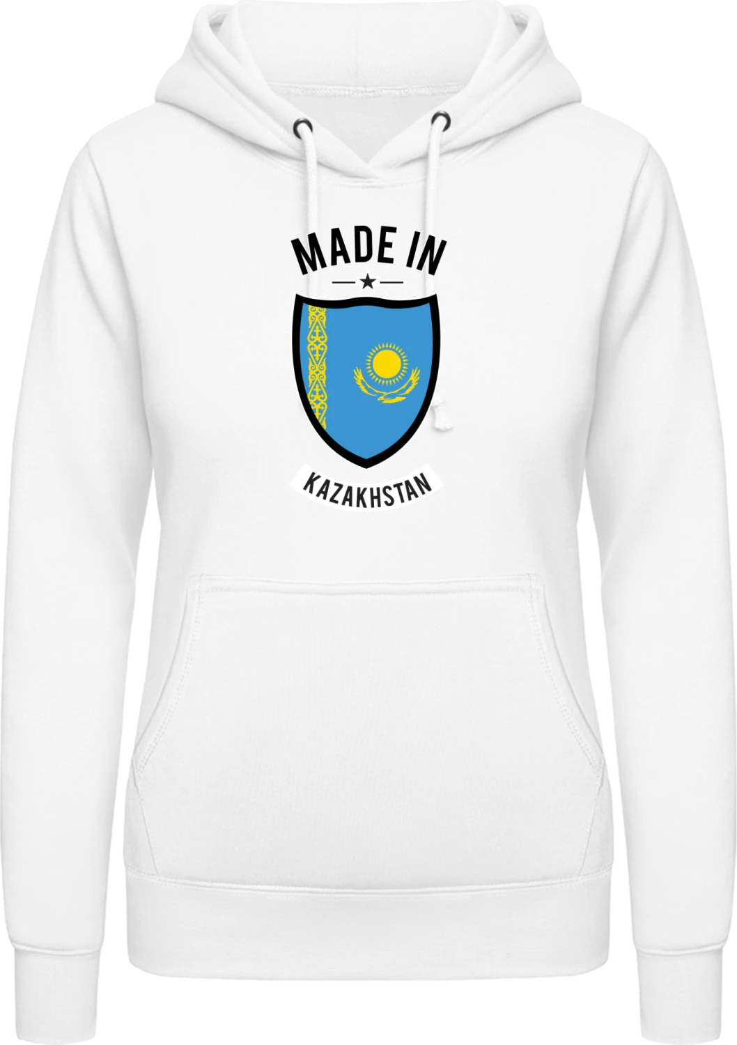 Made in Kazakhstan - Arctic white AWDis ladies hoodie - Front