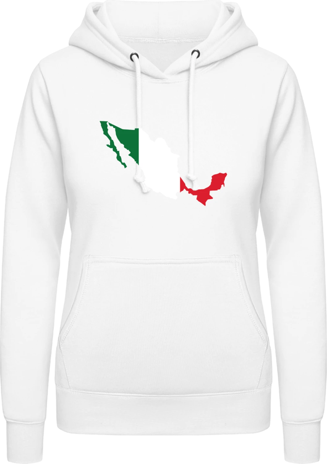 Mexico Map - Arctic white AWDis ladies hoodie - Front