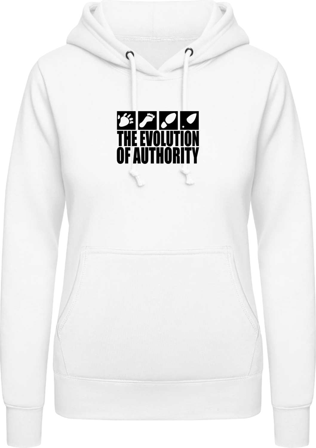 Evolution Of Authority - Arctic white AWDis ladies hoodie - Front