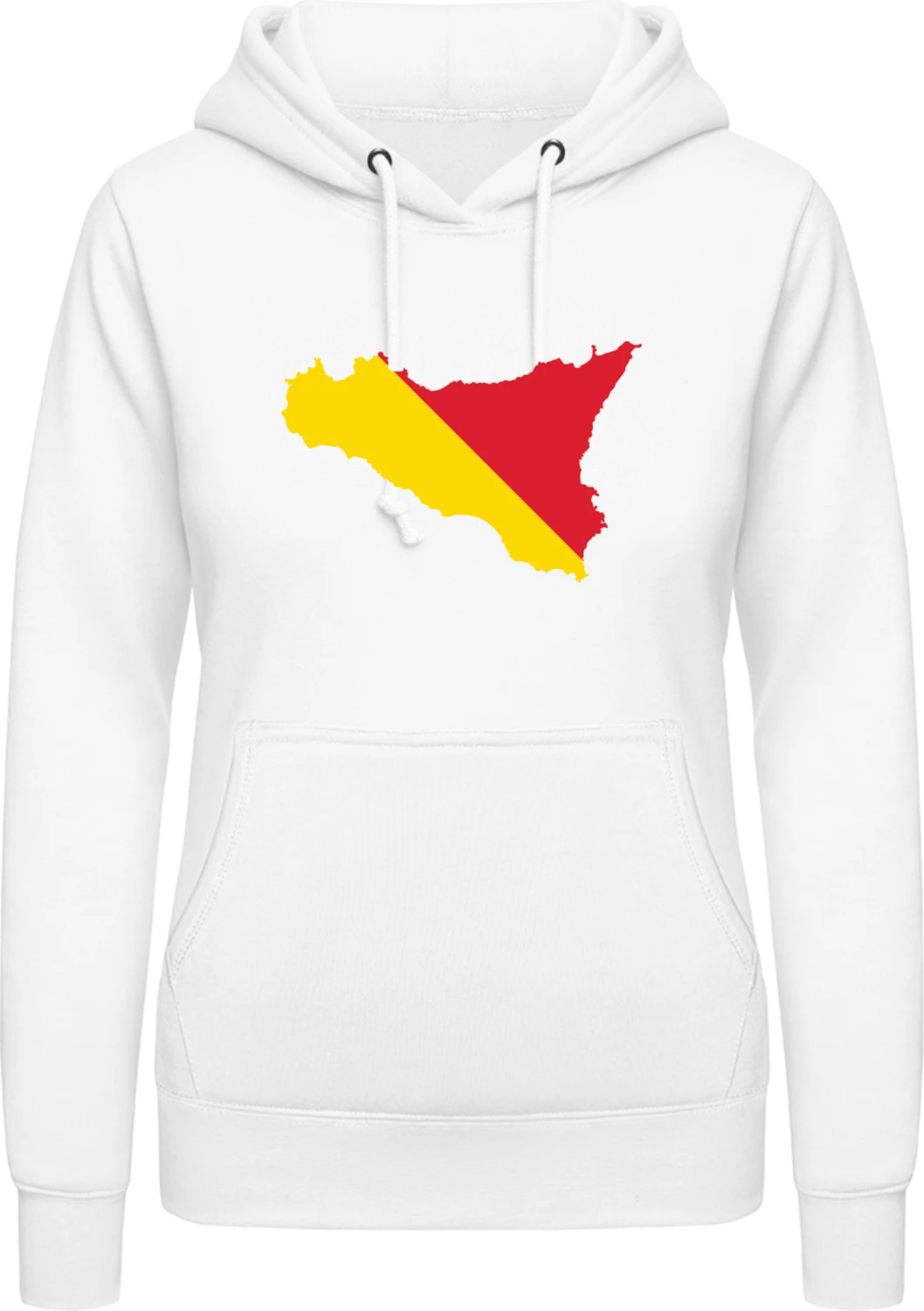 Sicily Map - Arctic white AWDis ladies hoodie - Front