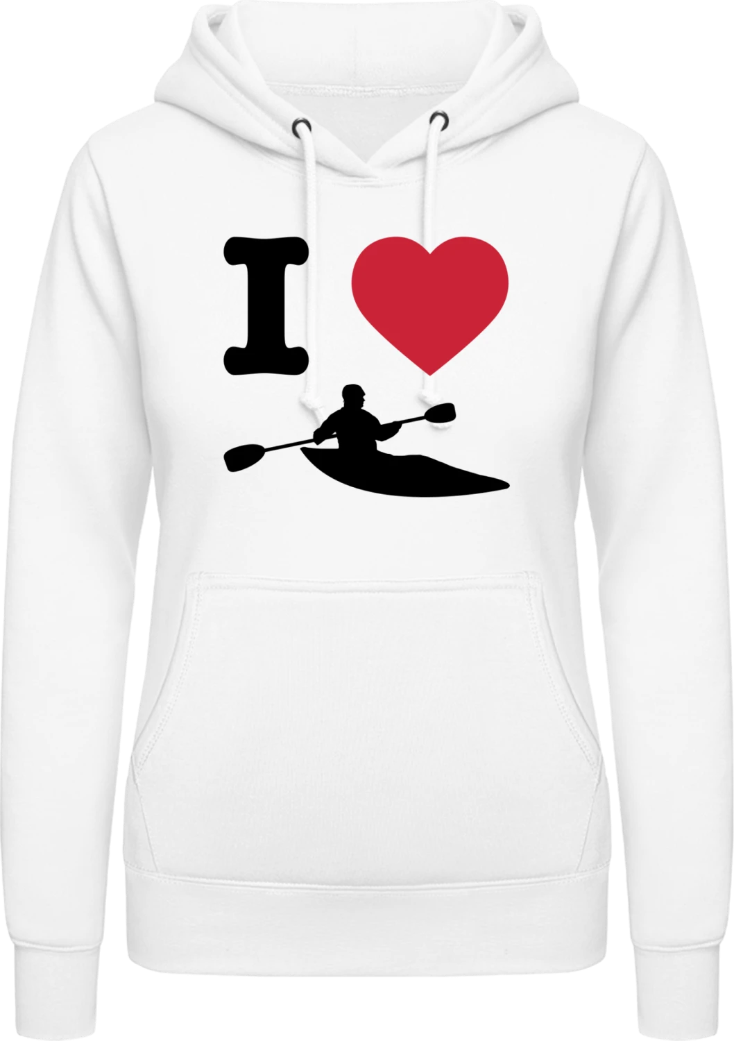 I Love Kayaking - Arctic white AWDis ladies hoodie - Front