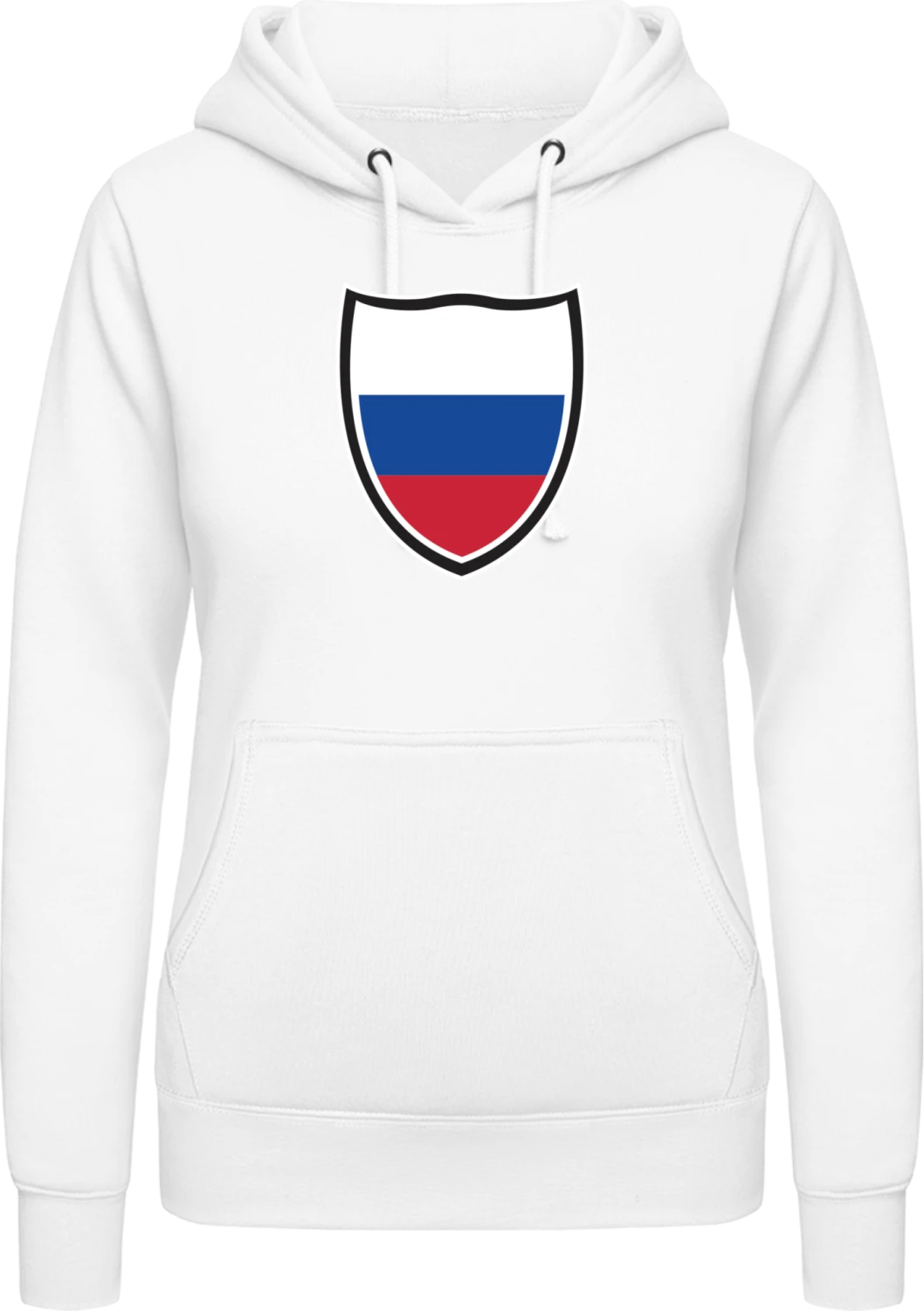 Russian Flag Shield - Arctic white AWDis ladies hoodie - Front