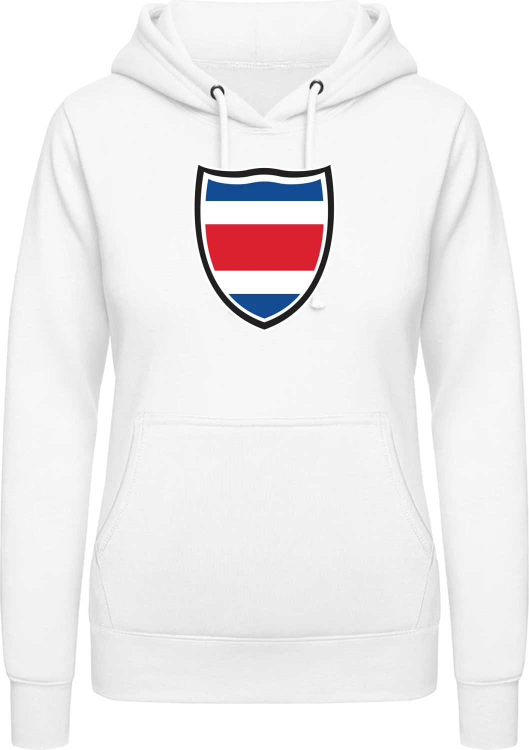 Costa Rica Flag Shield - Arctic white AWDis ladies hoodie - Front