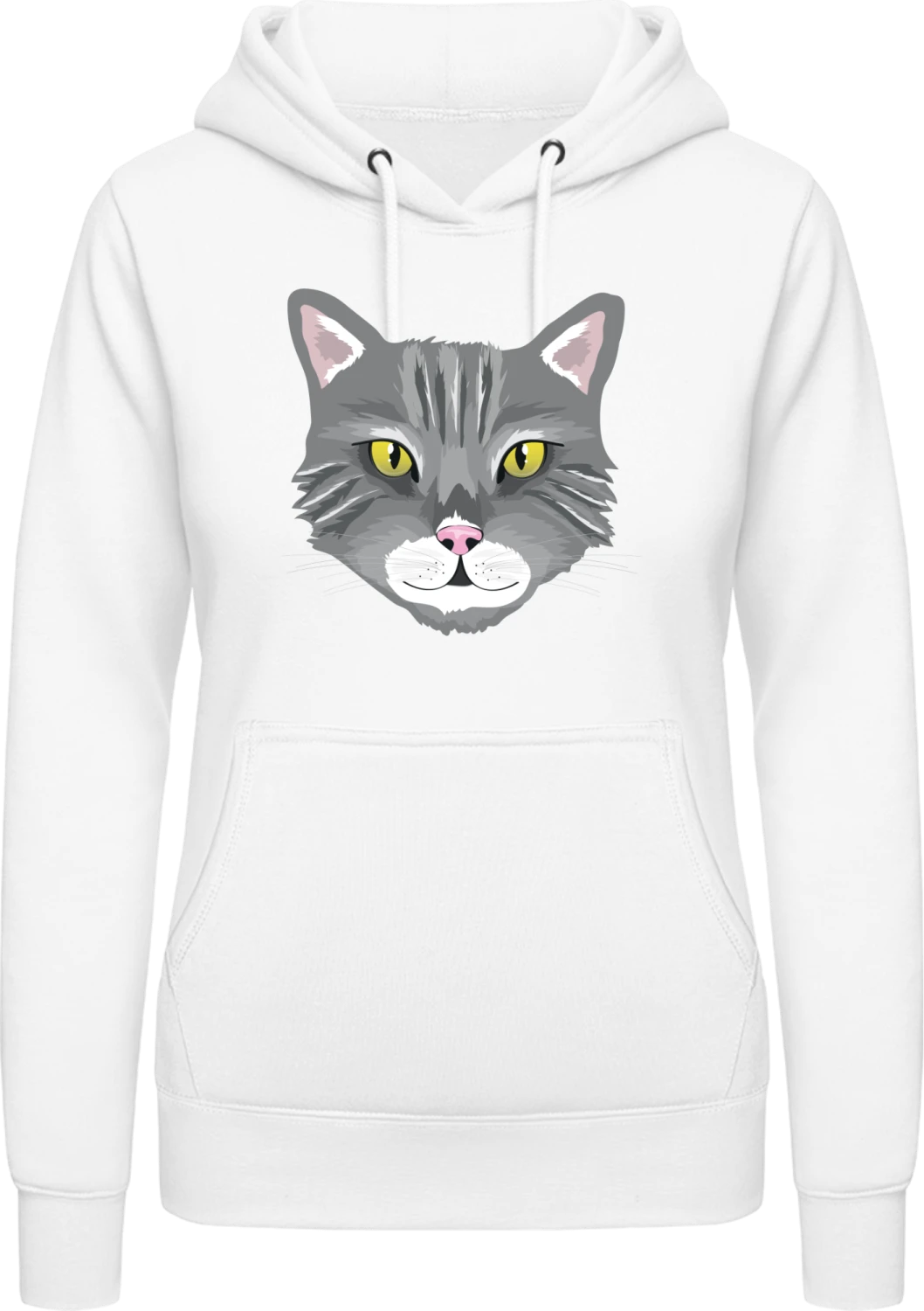 Cat - Arctic white AWDis ladies hoodie - Front