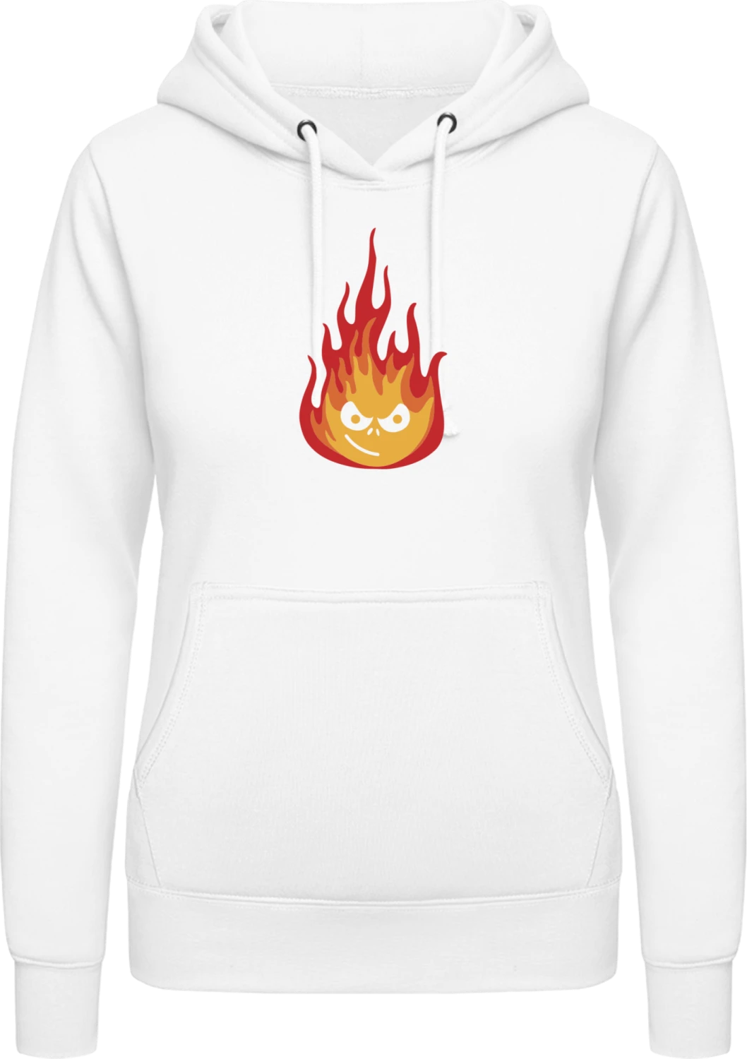 Fire Character - Arctic white AWDis ladies hoodie - Front