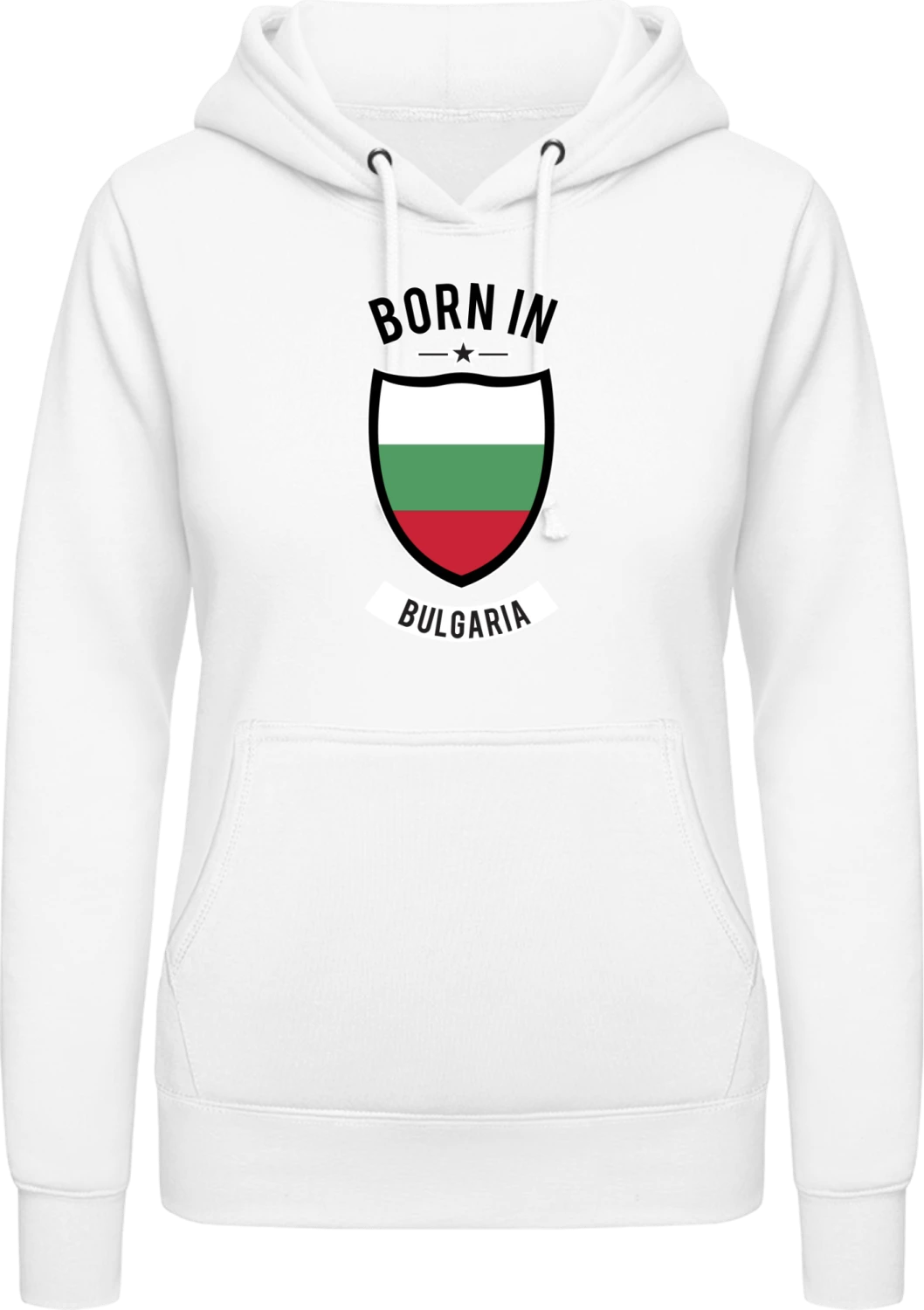 Born in Bulgaria - Arctic white AWDis ladies hoodie - Front