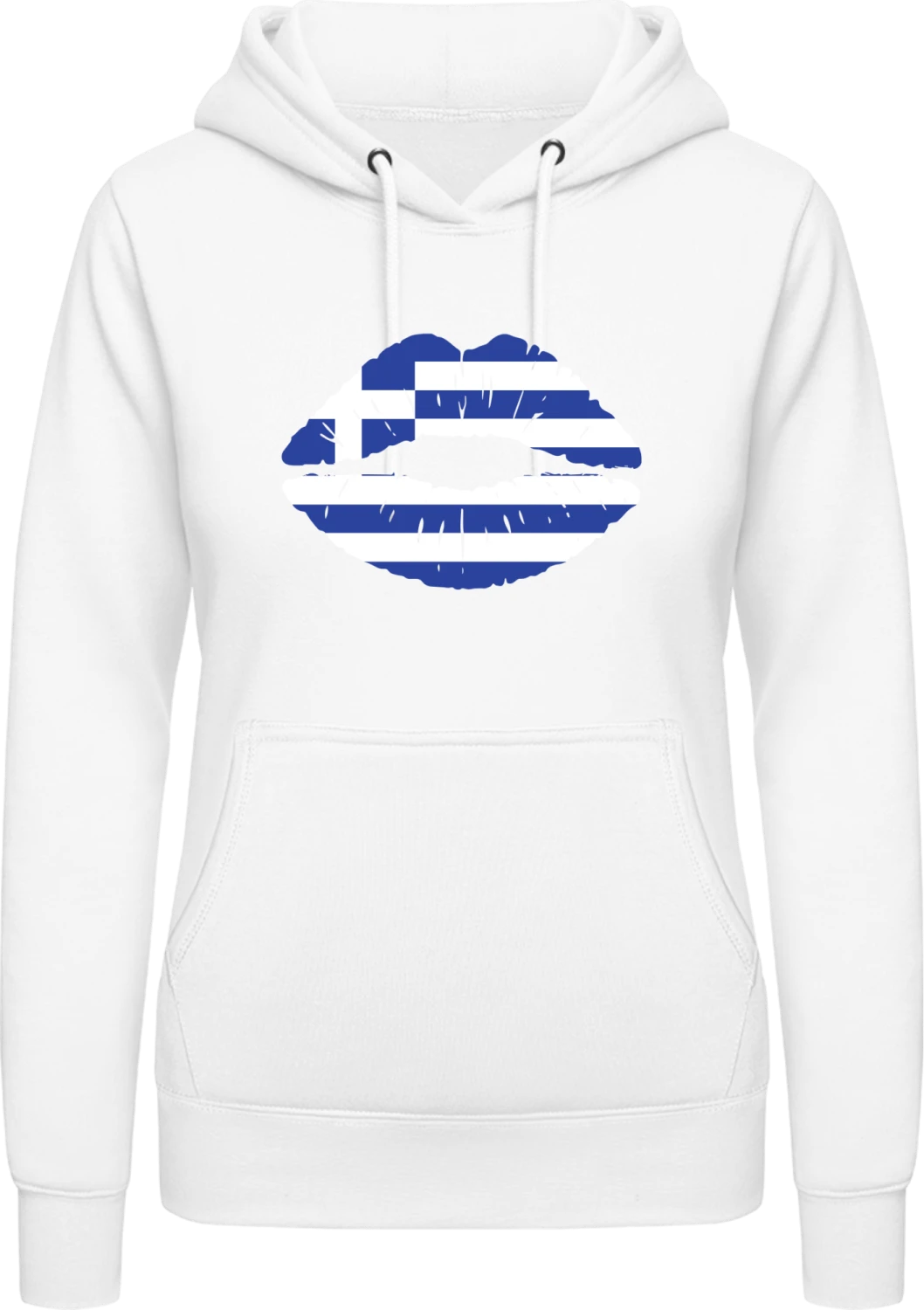 Greek Kiss Flag - Arctic white AWDis ladies hoodie - Front