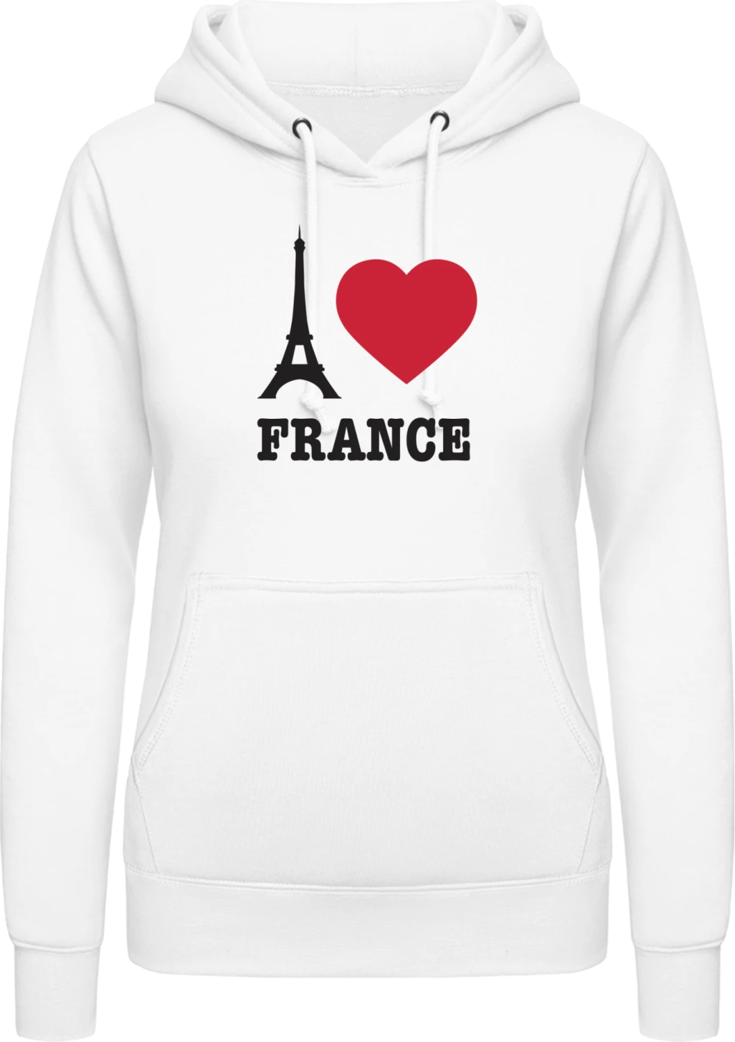 I Love France Eiffel Tower - Arctic white AWDis ladies hoodie - Front