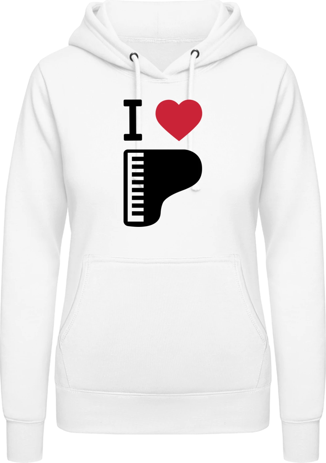 I Heart Piano - Arctic white AWDis ladies hoodie - Front