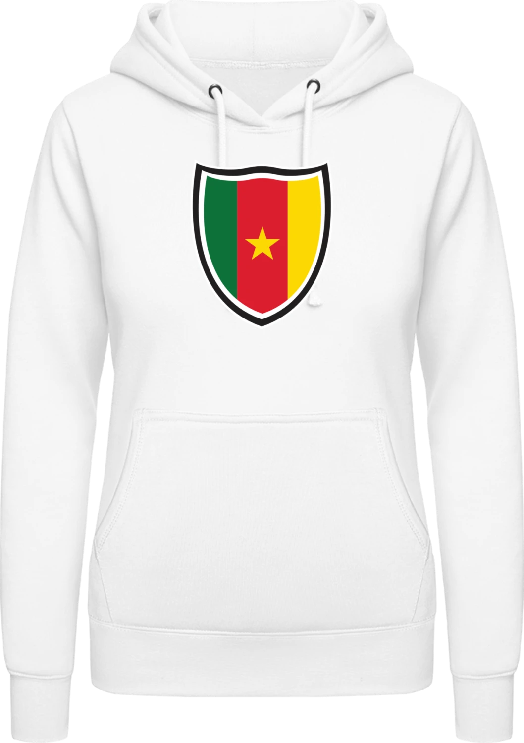 Cameroon Shield Flag - Arctic white AWDis ladies hoodie - Front