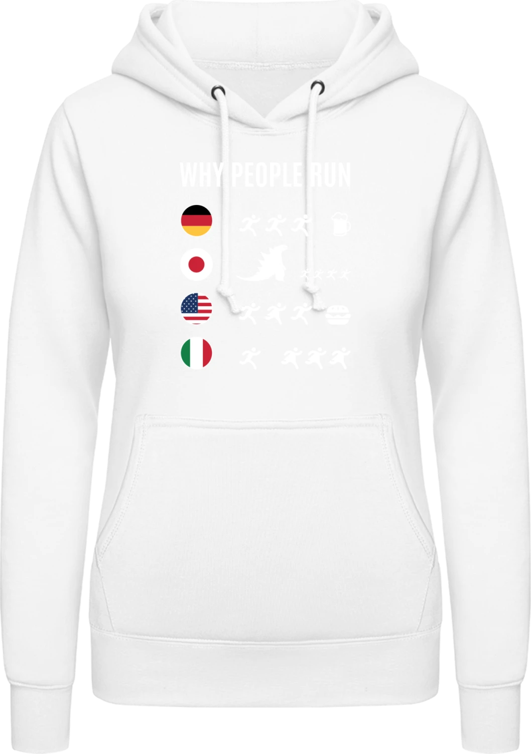 Why People Run - Arctic white AWDis ladies hoodie - Front