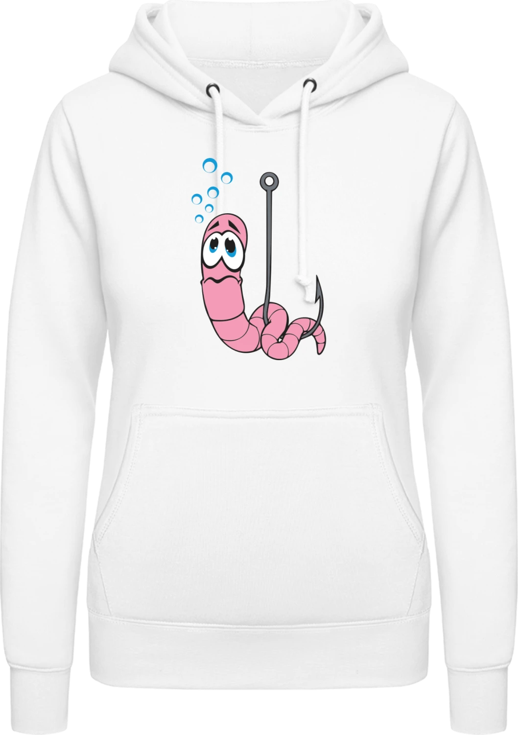 Fishing Worm - Arctic white AWDis ladies hoodie - Front