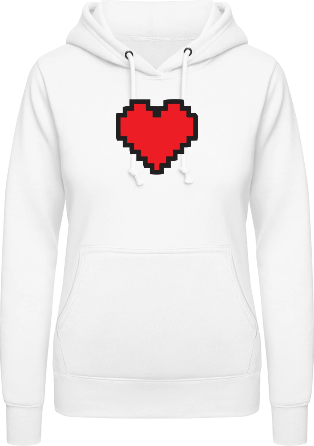 Big Pixel Heart - Arctic white AWDis ladies hoodie - Front