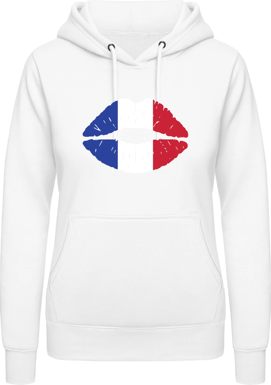 French Kiss Flag - Arctic white AWDis ladies hoodie - Front