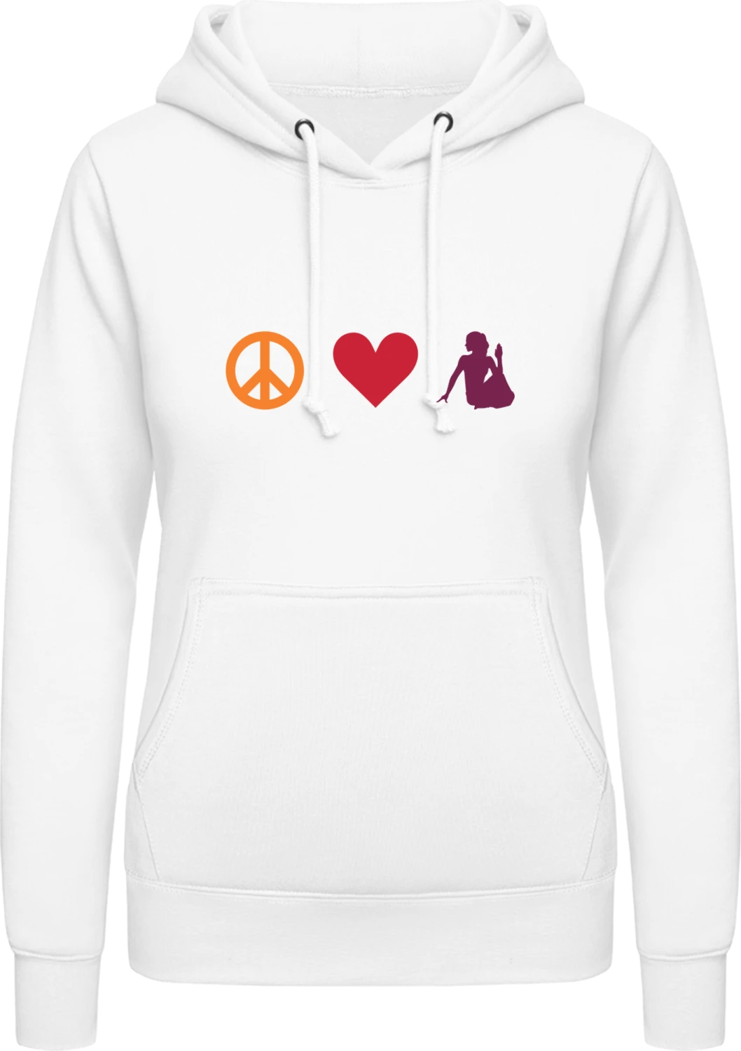 Peace And Yoga - Arctic white AWDis ladies hoodie - Front