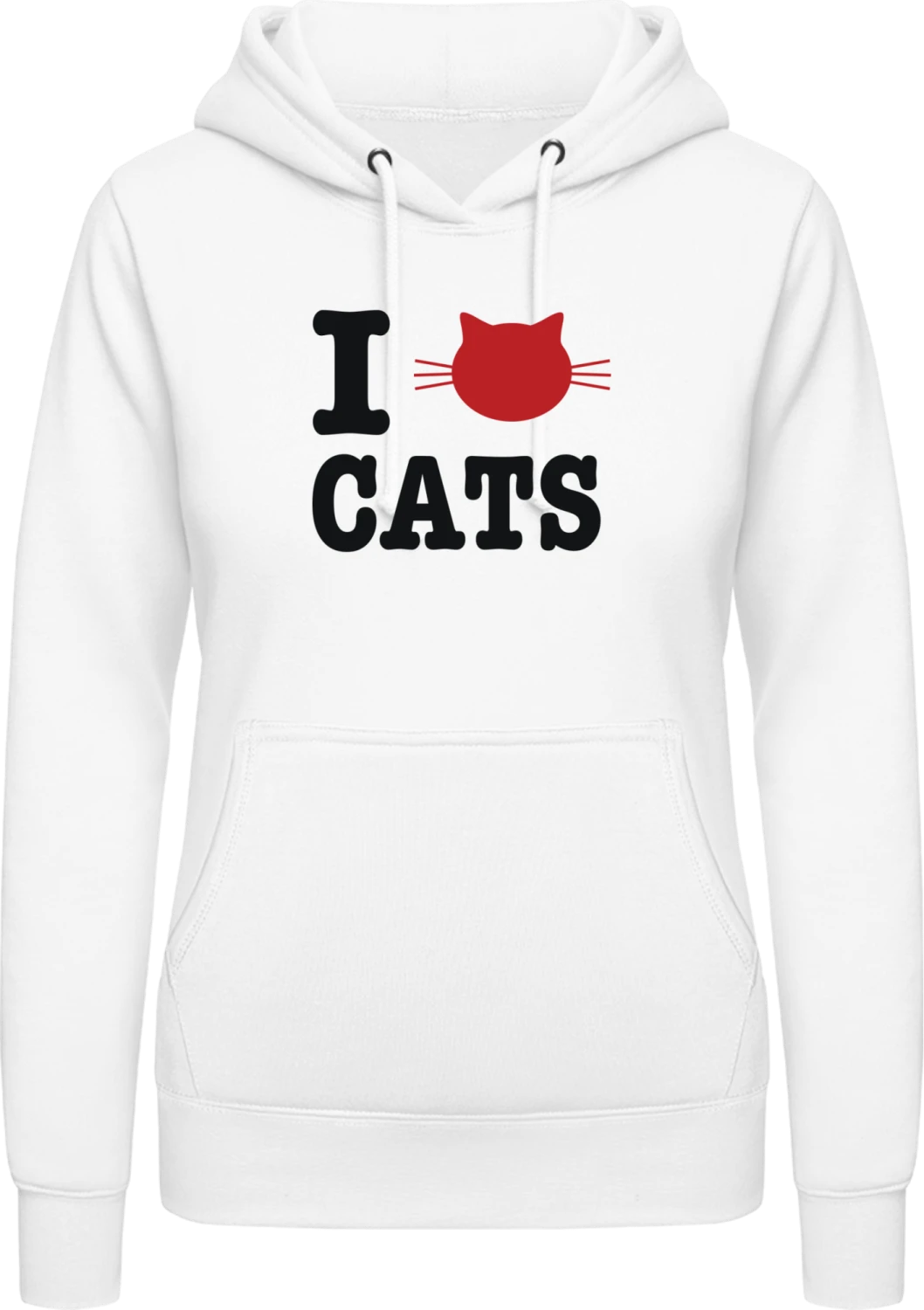 I Love Cats - Arctic white AWDis ladies hoodie - Front