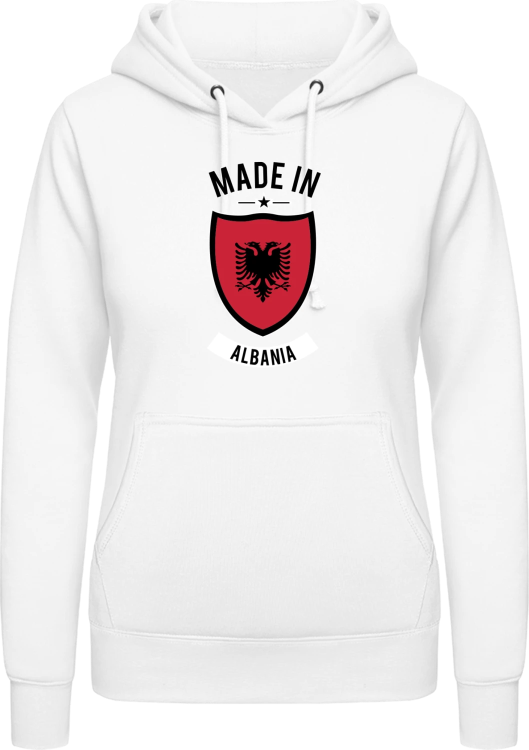 Made in Albania - Arctic white AWDis ladies hoodie - Front