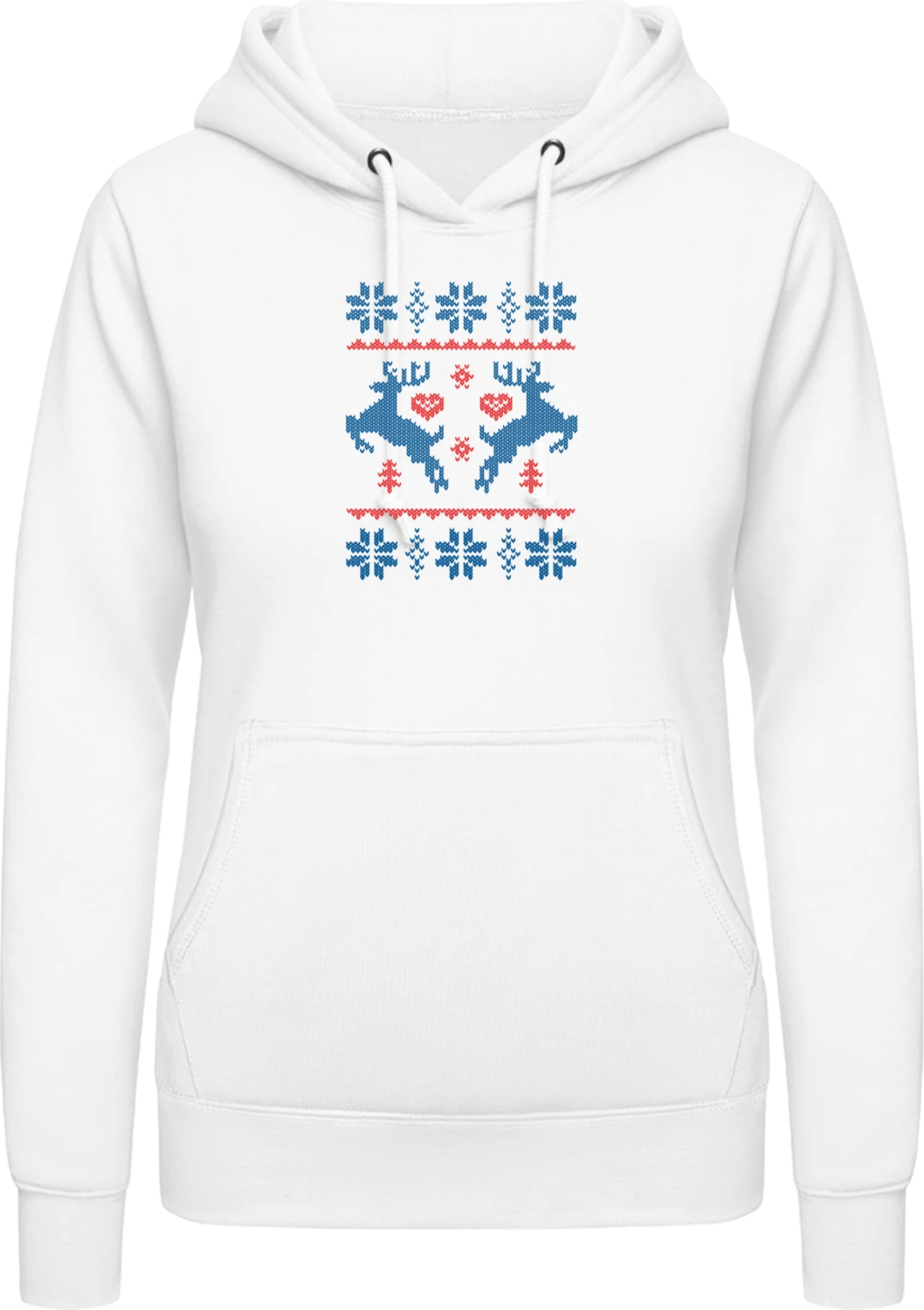 Christmas Pattern Reindeer - Arctic white AWDis ladies hoodie - Front