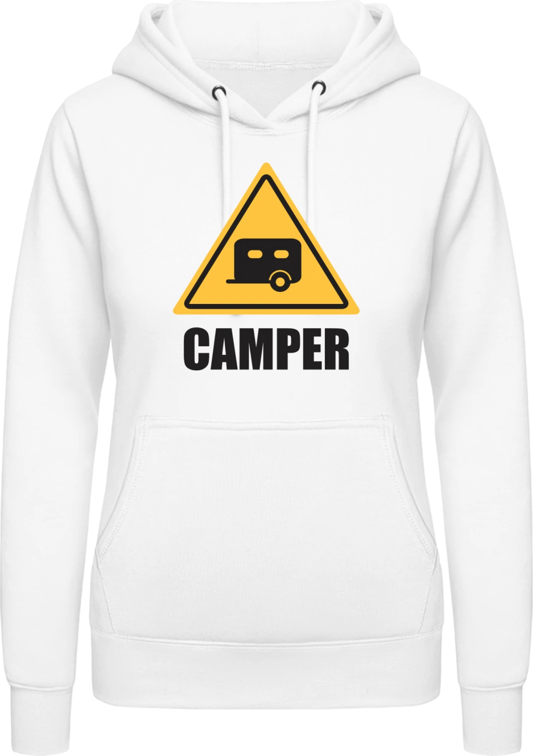 Camper Warning - Arctic white AWDis ladies hoodie - Front