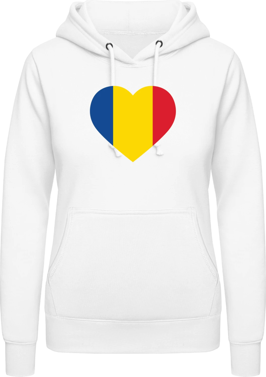 Romania Heart Flag - Arctic white AWDis ladies hoodie - Front