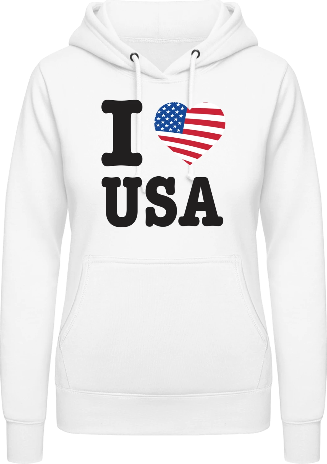 I Love USA - Arctic white AWDis ladies hoodie - Front