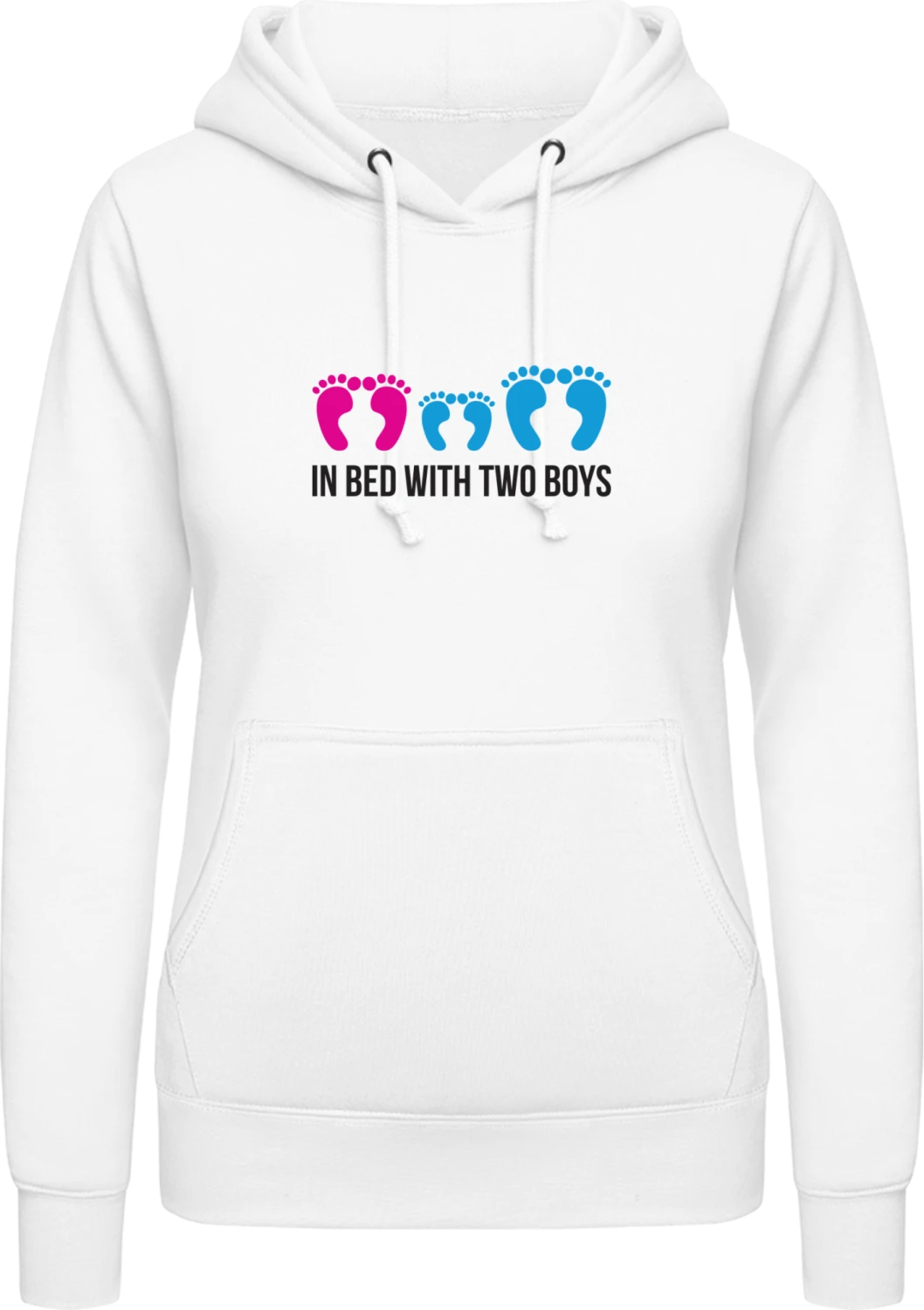 In Bed With Two Boys - Arctic white AWDis ladies hoodie - Front